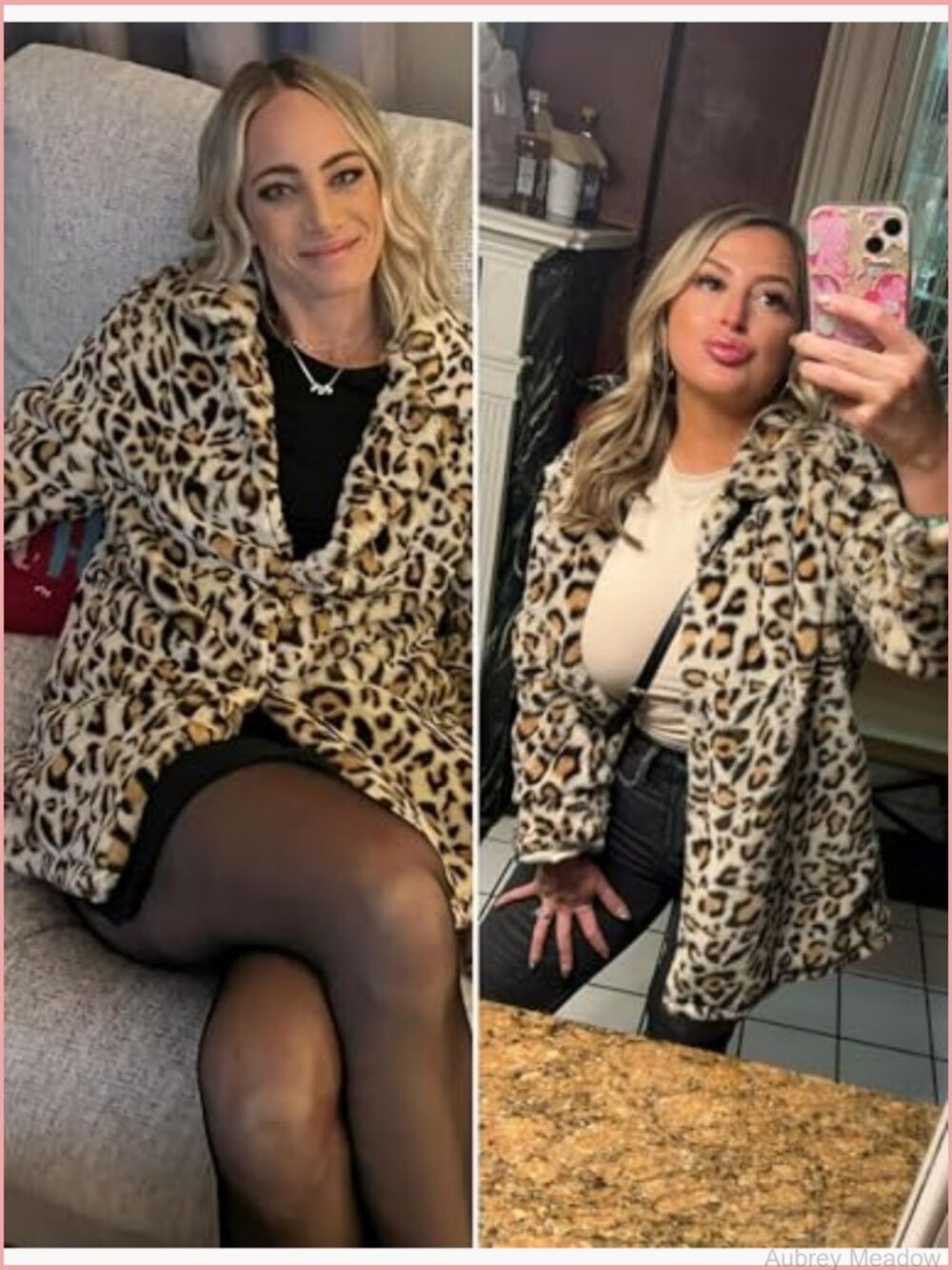 Faux Fur Jacket Leopard Coat Loose Open Front with Pockets - Picture 5 of 7